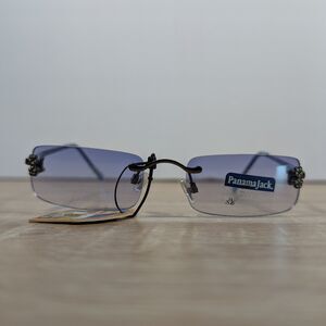 Panama Jack Rimless Sunglasses Blue Tint Lens Metal Frame UV400
